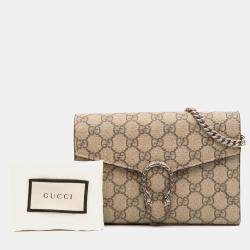 Pre Owned Gucci Beige GG Supreme Dionysus Chain Wallet