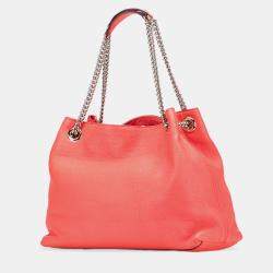 Pre Owned Gucci Pink Medium Leather Soho Chain Tote