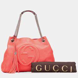 Pre Owned Gucci Pink Medium Leather Soho Chain Tote