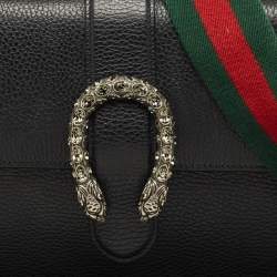 Pre Owned Gucci Black Leather Medium Dionysus Bamboo Top Handle Bag