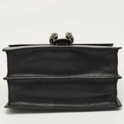 Pre Owned Gucci Black Leather Medium Dionysus Bamboo Top Handle Bag