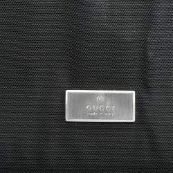 Pre Owned Gucci Black Leather and Nylon Pocket Drawstring Backpack