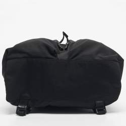 Pre Owned Gucci Black Leather and Nylon Pocket Drawstring Backpack