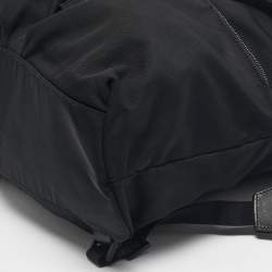 Pre Owned Gucci Black Leather and Nylon Pocket Drawstring Backpack