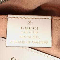 Pre Owned Gucci White Ken Scott Mini GG Marmont Floral Printed Matelasse Leather Crossbody