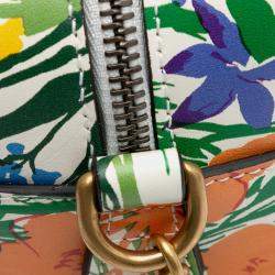 Pre Owned Gucci White Ken Scott Mini GG Marmont Floral Printed Matelasse Leather Crossbody