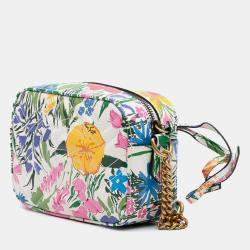 Pre Owned Gucci White Ken Scott Mini GG Marmont Floral Printed Matelasse Leather Crossbody