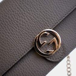 Pre Owned Gucci Interlocking GG Calfskin Wallet On Chain