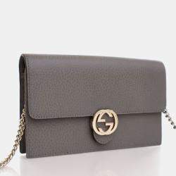 Pre Owned Gucci Interlocking GG Calfskin Wallet On Chain