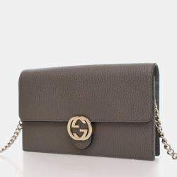 Pre Owned Gucci Interlocking GG Calfskin Wallet On Chain