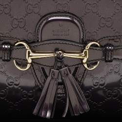 Pre Owned Gucci Purple Guccissima Patent Leather Medium Emily Chain Shoulder Bag