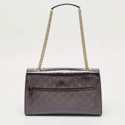 Pre Owned Gucci Purple Guccissima Patent Leather Medium Emily Chain Shoulder Bag
