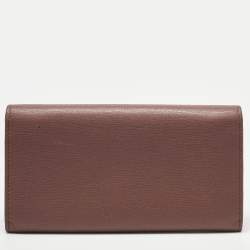 Pre Owned Gucci Old Rose Leather Interlocking G Flap Continental Wallet