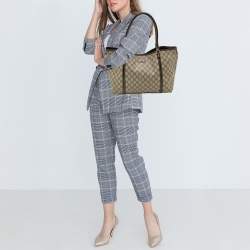 Pre Owned Gucci Beige/Brown GG Supreme Canvas Medium Joy Tote