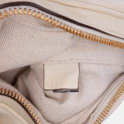 Pre Owned Gucci White Small Leather Web Attache Crossbody