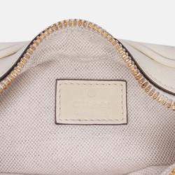 Pre Owned Gucci White Small Leather Web Attache Crossbody