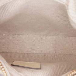 Pre Owned Gucci White Small Leather Web Attache Crossbody