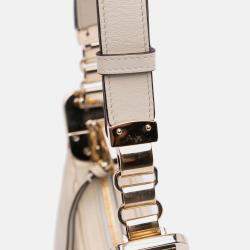 Pre Owned Gucci White Small Leather Web Attache Crossbody