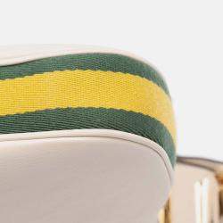 Pre Owned Gucci White Small Leather Web Attache Crossbody