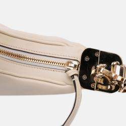 Pre Owned Gucci White Small Leather Web Attache Crossbody