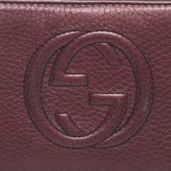 Pre Owned Gucci Burgundy Leather Soho Zip Around Wallet