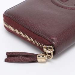Pre Owned Gucci Burgundy Leather Soho Zip Around Wallet