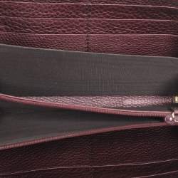 Pre Owned Gucci Burgundy Leather Soho Zip Around Wallet