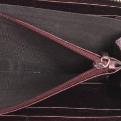 Pre Owned Gucci Burgundy Leather Soho Zip Around Wallet