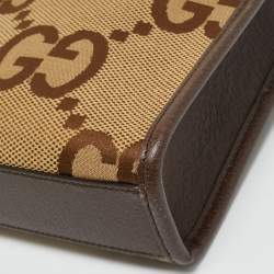 Pre Owned Gucci Beige/Ebony Jumbo GG Canvas and Leather Mini Vertical Tote