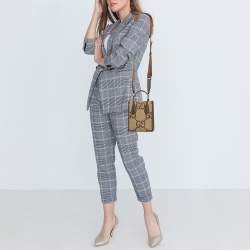 Pre Owned Gucci Beige/Ebony Jumbo GG Canvas and Leather Mini Vertical Tote