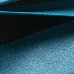 Pre Owned Gucci Teal Blue Microguccissima Leather Flap Continental Wallet