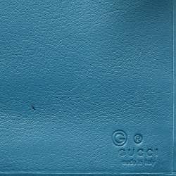 Pre Owned Gucci Teal Blue Microguccissima Leather Flap Continental Wallet