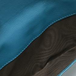 Pre Owned Gucci Teal Blue Microguccissima Leather Flap Continental Wallet