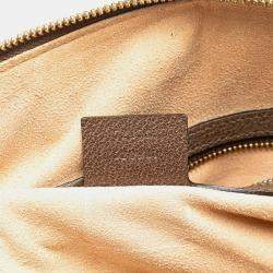 Pre Owned Gucci Beige Brown Medium GG Supreme Ophidia Web Satchel