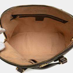 Pre Owned Gucci Beige Brown Medium GG Supreme Ophidia Web Satchel