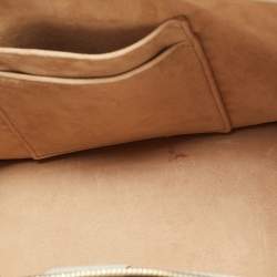 Pre Owned Gucci Off White Leather Medium Embellished Web Sylvie Top Handle Bag