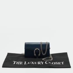 مملوكة مسبقًا Gucci Navy Blue Leather Super Mini Crystal Dionysus Shoulder Bag
