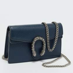 مملوكة مسبقًا Gucci Navy Blue Leather Super Mini Crystal Dionysus Shoulder Bag