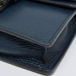 مملوكة مسبقًا Gucci Navy Blue Leather Super Mini Crystal Dionysus Shoulder Bag