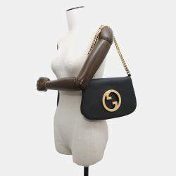 Pre Owned Gucci Blondie Small Black Leather Shoulder Bag