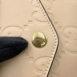 Pre Owned Gucci GG Super Mini Beige Leather Chain Shoulder Bag