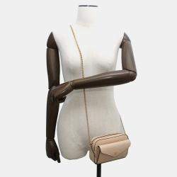 Pre Owned Gucci GG Super Mini Beige Leather Chain Shoulder Bag