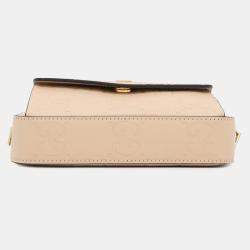 Pre Owned Gucci GG Super Mini Beige Leather Chain Shoulder Bag