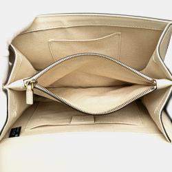 Pre Owned Gucci White Medium Leather Bamboo Dionysus Web Satchel