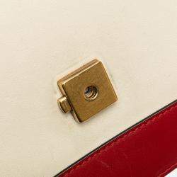 Pre Owned Gucci White Medium Leather Bamboo Dionysus Web Satchel