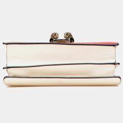 Pre Owned Gucci White Medium Leather Bamboo Dionysus Web Satchel