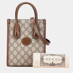Pre Owned Gucci Beige Mini GG Supreme Interlocking G Satchel