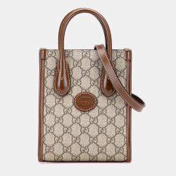 Pre Owned Gucci Beige Mini GG Supreme Interlocking G Satchel