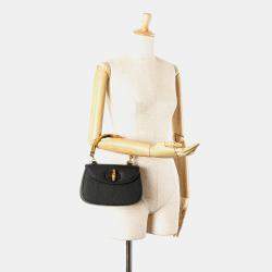 Pre Owned Gucci Black Calfskin Bamboo Night Handbag