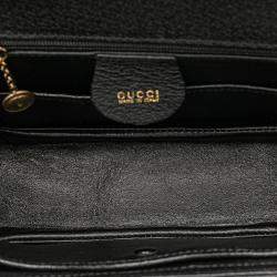 Pre Owned Gucci Black Calfskin Bamboo Night Handbag